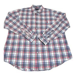Ralph Lauren Men's Classic Fit Plaid Button Down Shirt Red Blue White Size XL